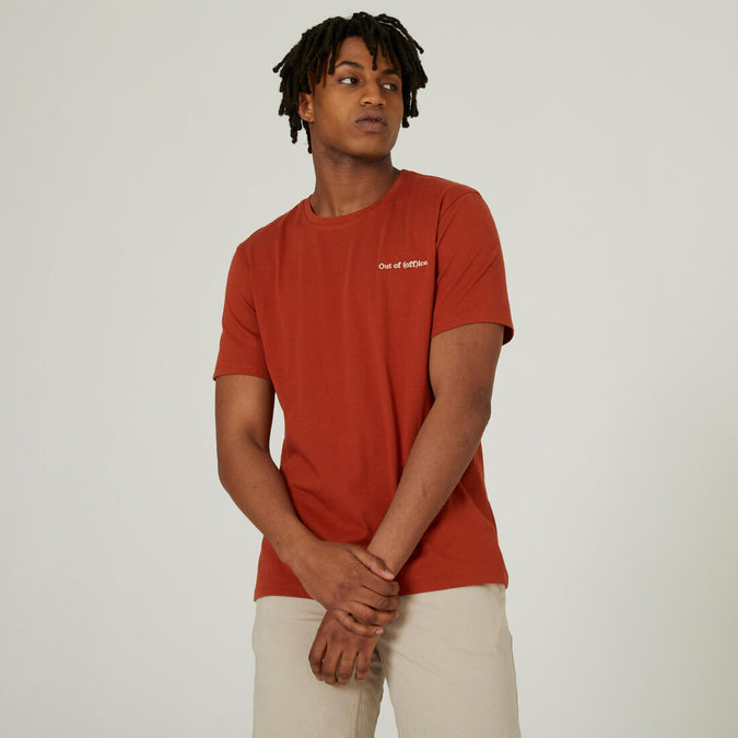 T-shirt fitness manches courtes droit col rond coton homme - 500 Marron, photo 7 of 6